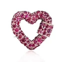 14K Gold  Ruby Heart Carabiner Lock Jewelry