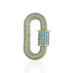 14K Yellow Gold Plated Turquoise Carabiner Lock Jewelry