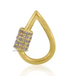 14K Yellow Gold Plated Diamond Screw Drop Oval Carabiner Lock Jewelry