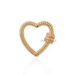14K Yellow Gold Plated Twisted Heart Carabiner Lock Jewelry