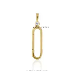 14K Yellow Gold  White Topaz Enhancer Lock Jewelry