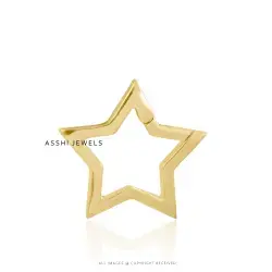 14K Yellow Gold Plain Star Enhancer Lock Jewelry