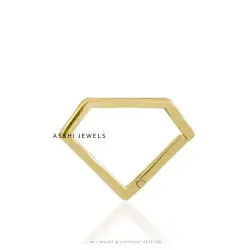 14k Yellow Gold Enhance  Diamond Shape Tringle  Lock Jewelry