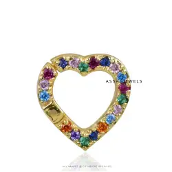 14K Yellow Gold Enhance Multi Sapphire Lock Jewelry