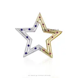 925 Silver Blue Sapphire Pink Sapphire Enhance Star Lock Jewelry
