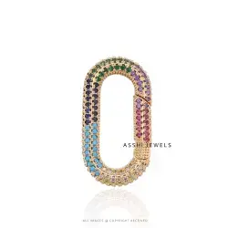 14k Gold Plated Multi  Stone Enhancer Lock Jewelry