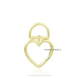 14k Yellow Gold plated plain Finding Heart Enhancer Lock Jewelry