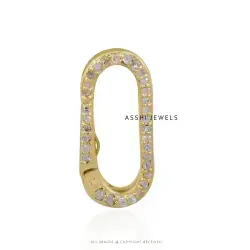 14K Yellow Gold Diamond Oval Enhancer Lock Jewelry