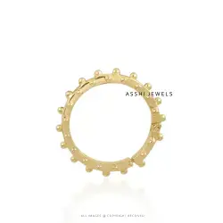 14K Yellow Gold Round Dotted Enhancer Lock Jewelry