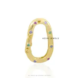 14K Yellow Gold  Multi Sapphire Spring Enhancer Lock Jewelry