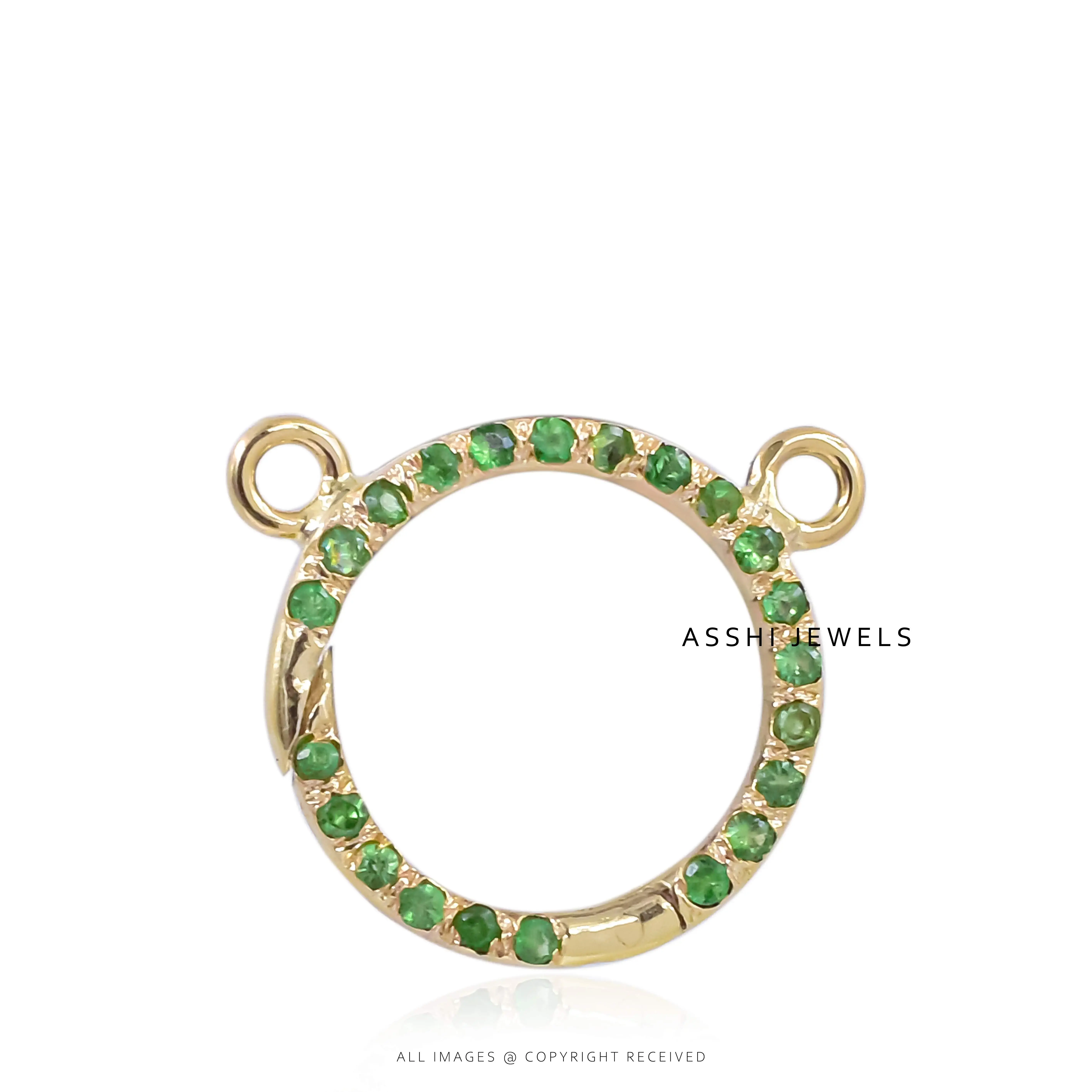 14K Yellow Gold Tsavorite Hook Enhancer Lock Jewelry