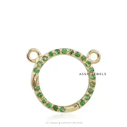 14K Yellow Gold Tsavorite Hook Enhancer Lock Jewelry