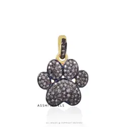 925 silver  Gold Plated Diamond Paw Charms Jewelry