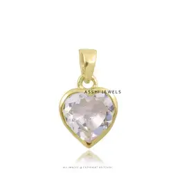 14K Yellow Gold Plated White Topaz  Heart charm Jewelry
