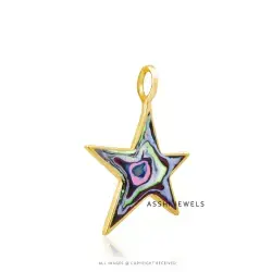 14K Yellow Gold Plated Multi Enamel  Star Jewelry
