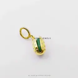 14K Yellow Gold Plated Malachite Pistachio Charm Jewelry