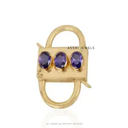 14K Yellow Gold Plated Amethyst Padlock Jewelry