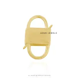 14K Yellow Gold Plated Turquoise Blue Sapphire   Padlock Jewelry