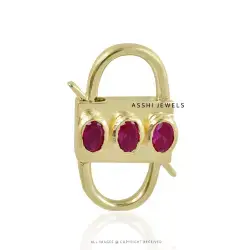14K Yellow Gold Plated Pink Onyx Padlock Jewelry