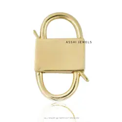 14K Yellow Gold Plated Silver Plain Padlock Jewelry