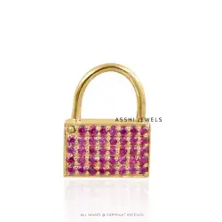 14K Yellow Gold Ruby Padlock Jewelry