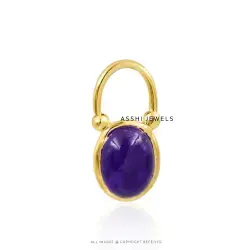 14K Yellow Gold Plated Amethyst  Oval Padlock Jewelry