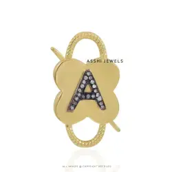 14K Yellow Gold Plated Diamond A Letter Padlock Jewelry