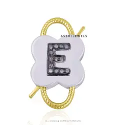 14K Yellow Gold Plated Diamond E Letter Padlock Jewelry