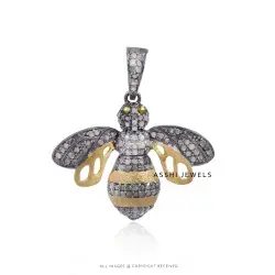 925 Silver  Diamond Bee Pendant Jewelry