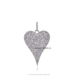 925 Silver White Topaz  Heart Pendant Jewelry