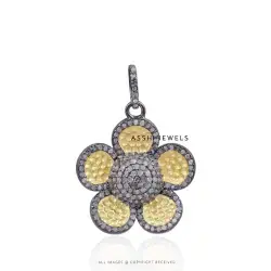 925 Silver Diamond Clover Floral Pendant Jewelry