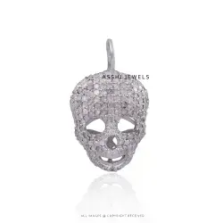 925 Silver Diamond Skull Pendant  Jewelry