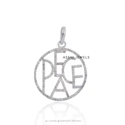 925 Silver Diamond Peace Pendant Jewelry