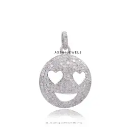 925 Silver Diamond Smiley Pendant Jewelry