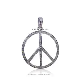 925 Silver White Topaz Peace Pendant Jewelry