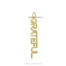14K Yellow Gold Plated GRATEFUL Letter Pendant  Jewelry