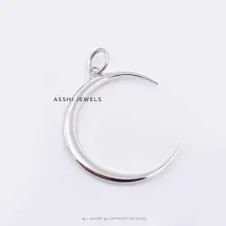 925 Silver Plain Half Moon Pendant Jewelry