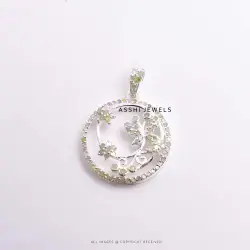 925 Silver Diamond Floral Pendant Jewelry
