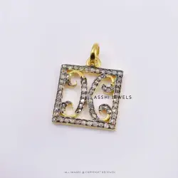 14k Yellow Gold Plated Diamond Initial Letter Pendant Jewelry