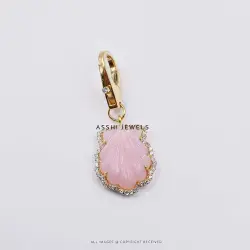 14K Yellow Gold Rose Quartz Shell Pendant Jewelry