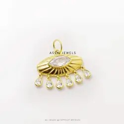 14k Yellow Gold Plated Cubic Zirconia Evil Eye Pendant Jewelry