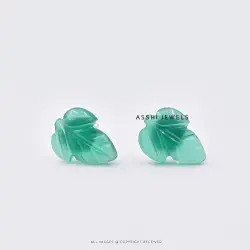 925 Silver Green Onyx Leaf Stud Earring Jewelry