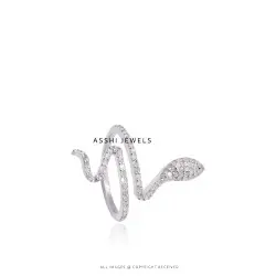 925 Silver White Topaz Snake Ring Jewelry