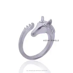 925 Silver Horse Head & Tail Shape Ring Jewelry