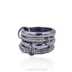 925 Silver Diamond 4 Set Ring Jewelry