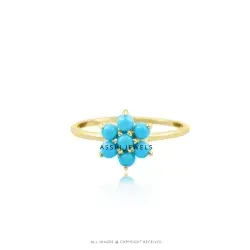 14K Yellow Gold Plated Ring Turquoise Jewelry