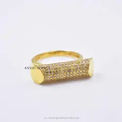 14K Yellow Gold Plated Diamond Roller Ring Jewelry