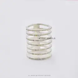 925 Silver Diamond Repossi Berger Ring Diamond 7 Layer Seven Layer 7 Line