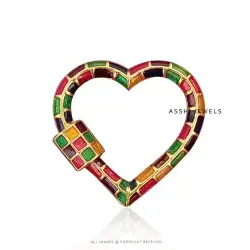 925 Silver Multi Enamel Heart Carabiner Jewelry