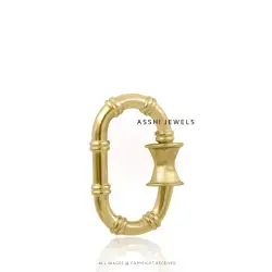 14K Yellow Gold Plated Bamboo Carabiner Jewelry